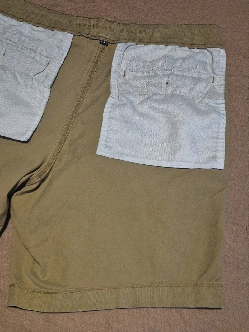 American Eagle Outfitters Men’s Olive-Tan Flat Front Shorts